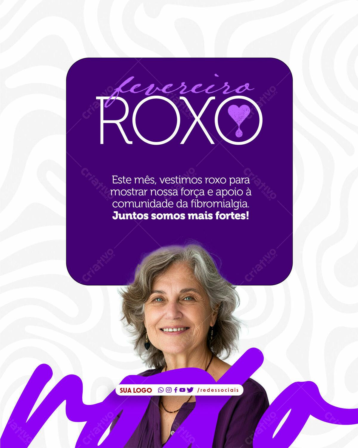 Post para Fevereiro Roxo PSD Editável