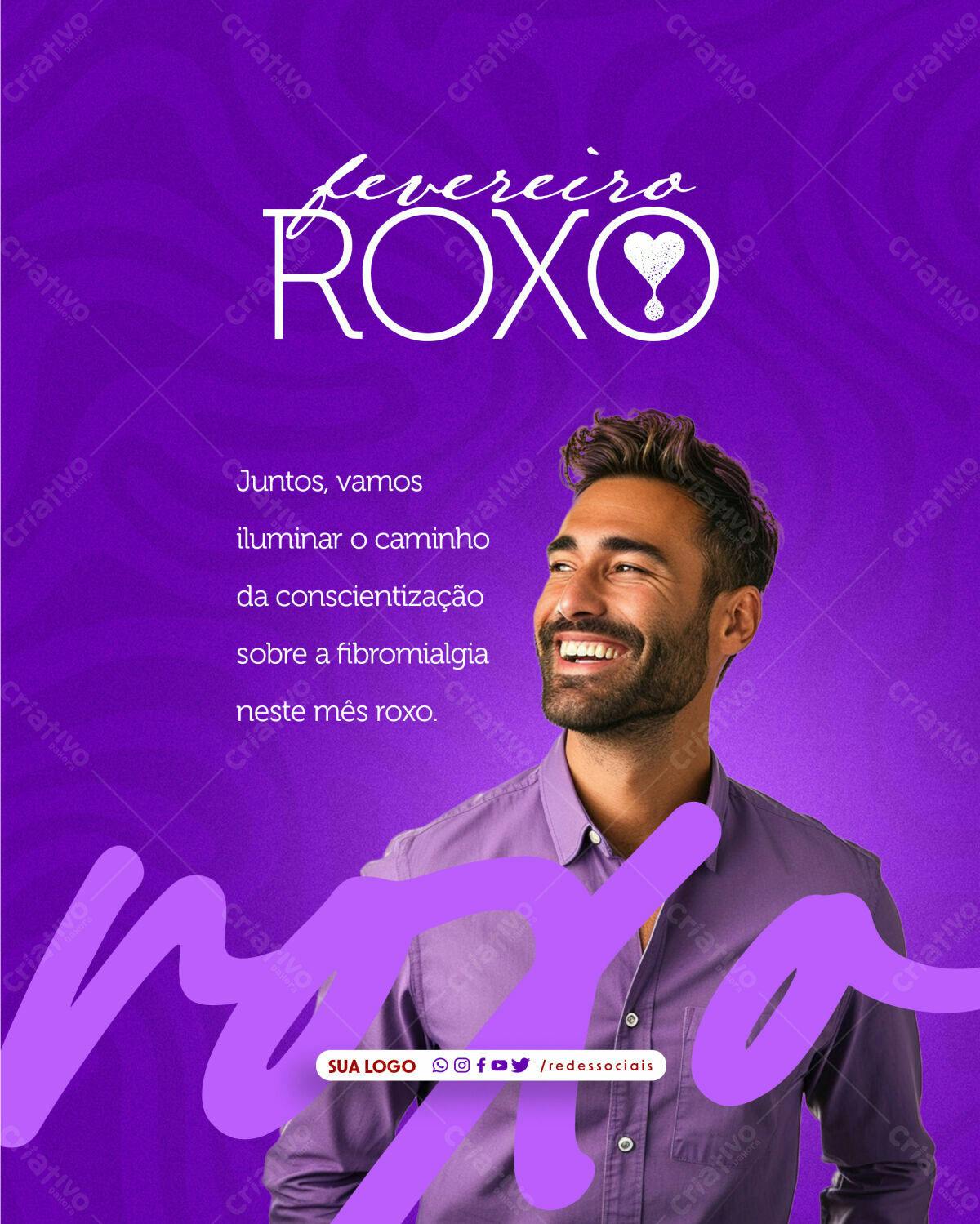 Post para Fevereiro Roxo PSD Editável