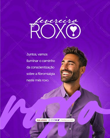 Social media fevereiro roxo vamos iluminar o caminho