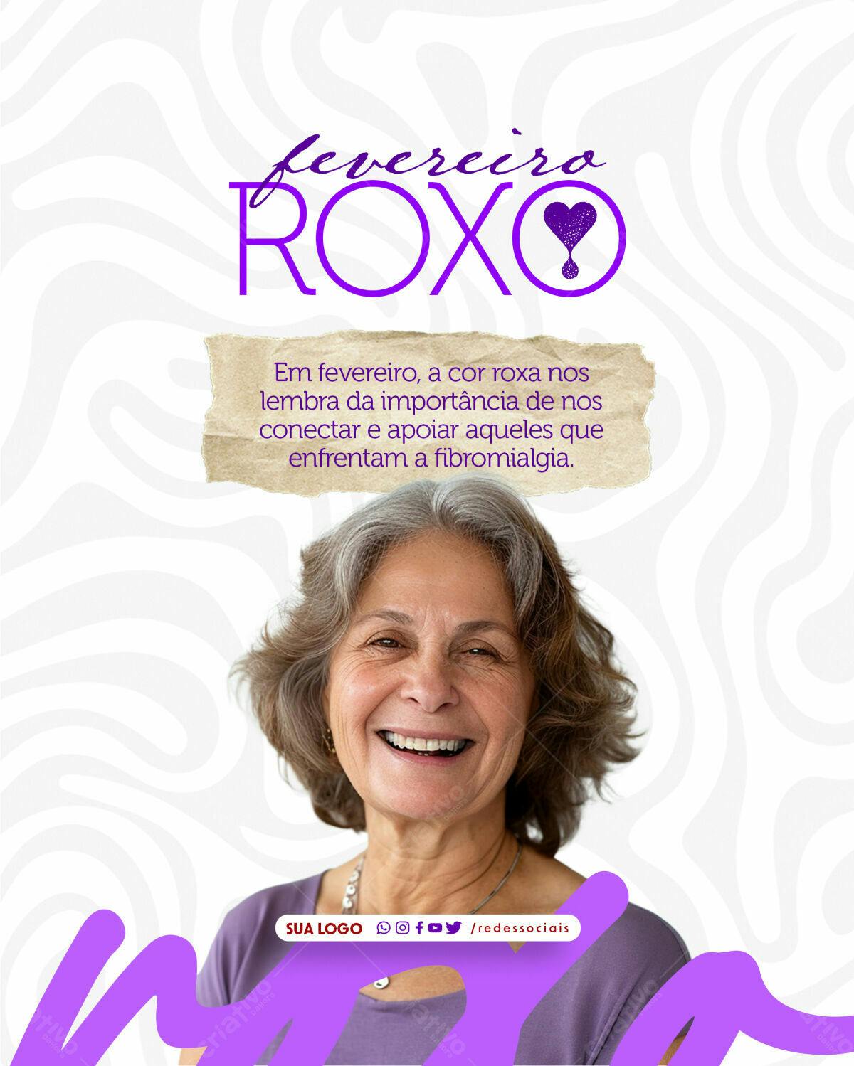 Post para Fevereiro Roxo PSD Editável