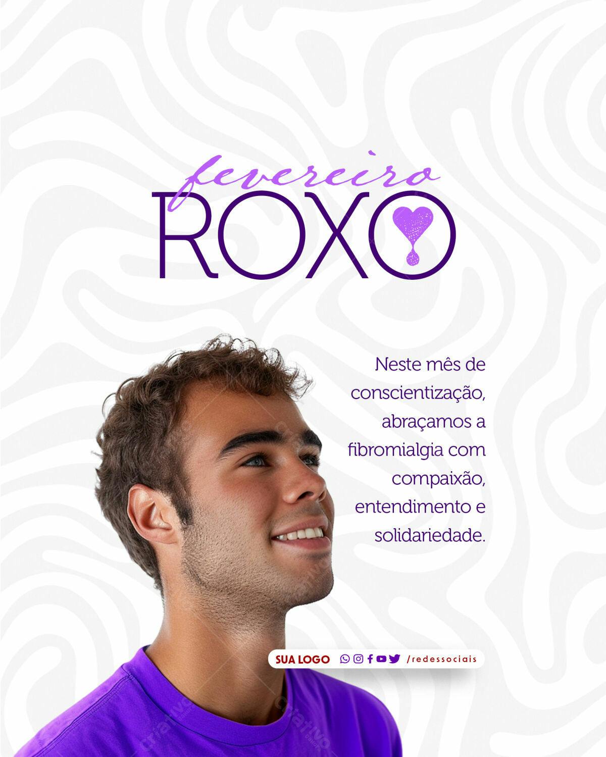Flyer Fevereiro Roxo PSD Editável