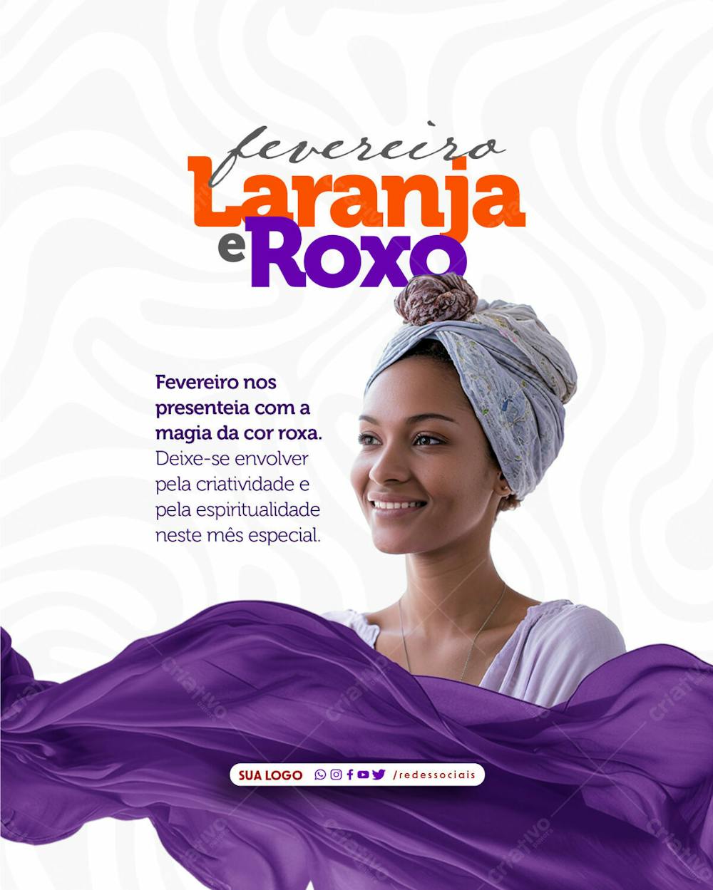 Social Media   Fevereiro Laranja E Roxo   Magia Da Cor Roxa