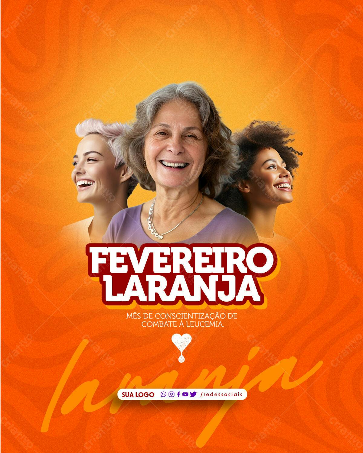 Flyer Fevereiro Laranja PSD Editável