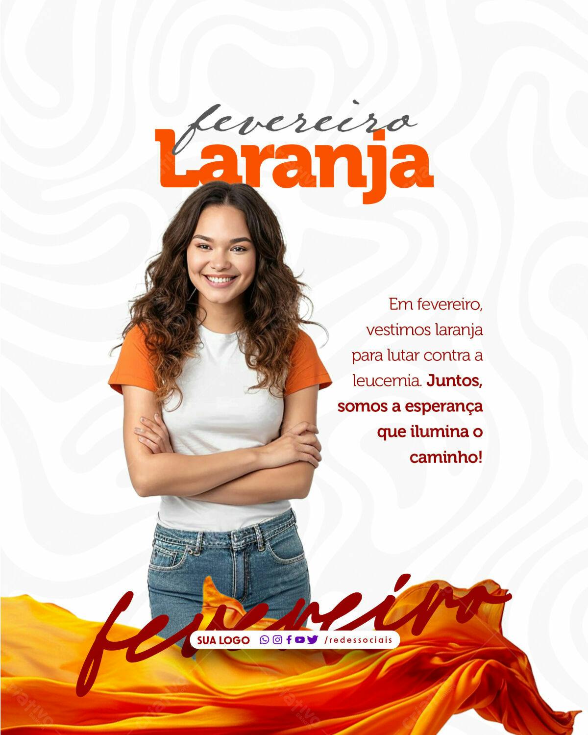 Flyer Fevereiro Laranja PSD Editável