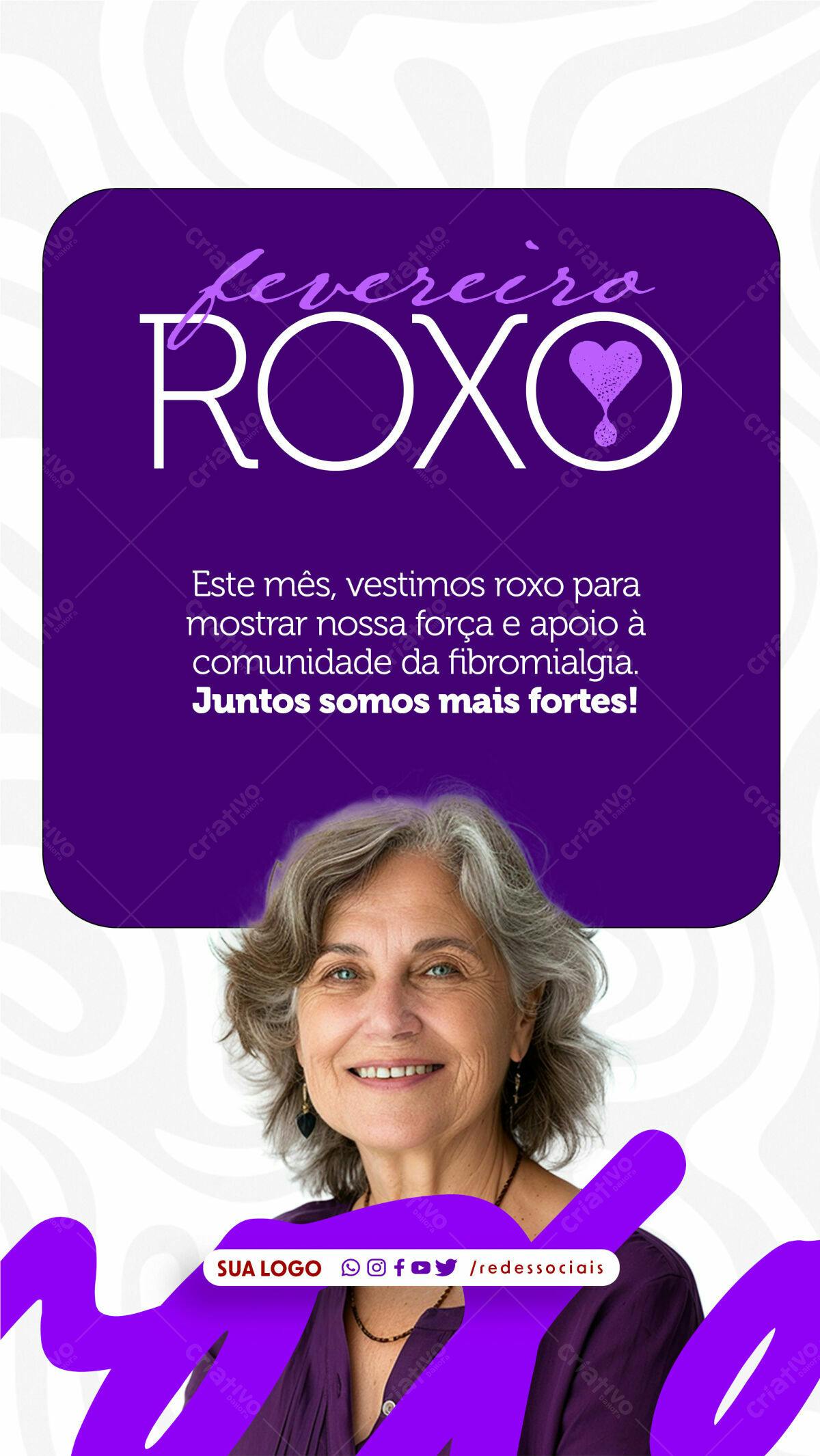 Post para Fevereiro Roxo PSD Editável