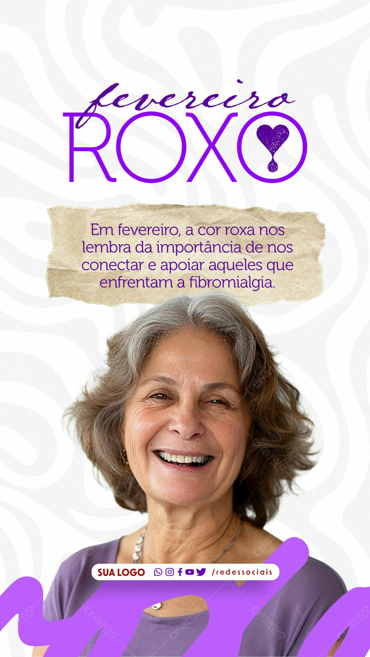 Flyer Fevereiro Roxo PSD Editável