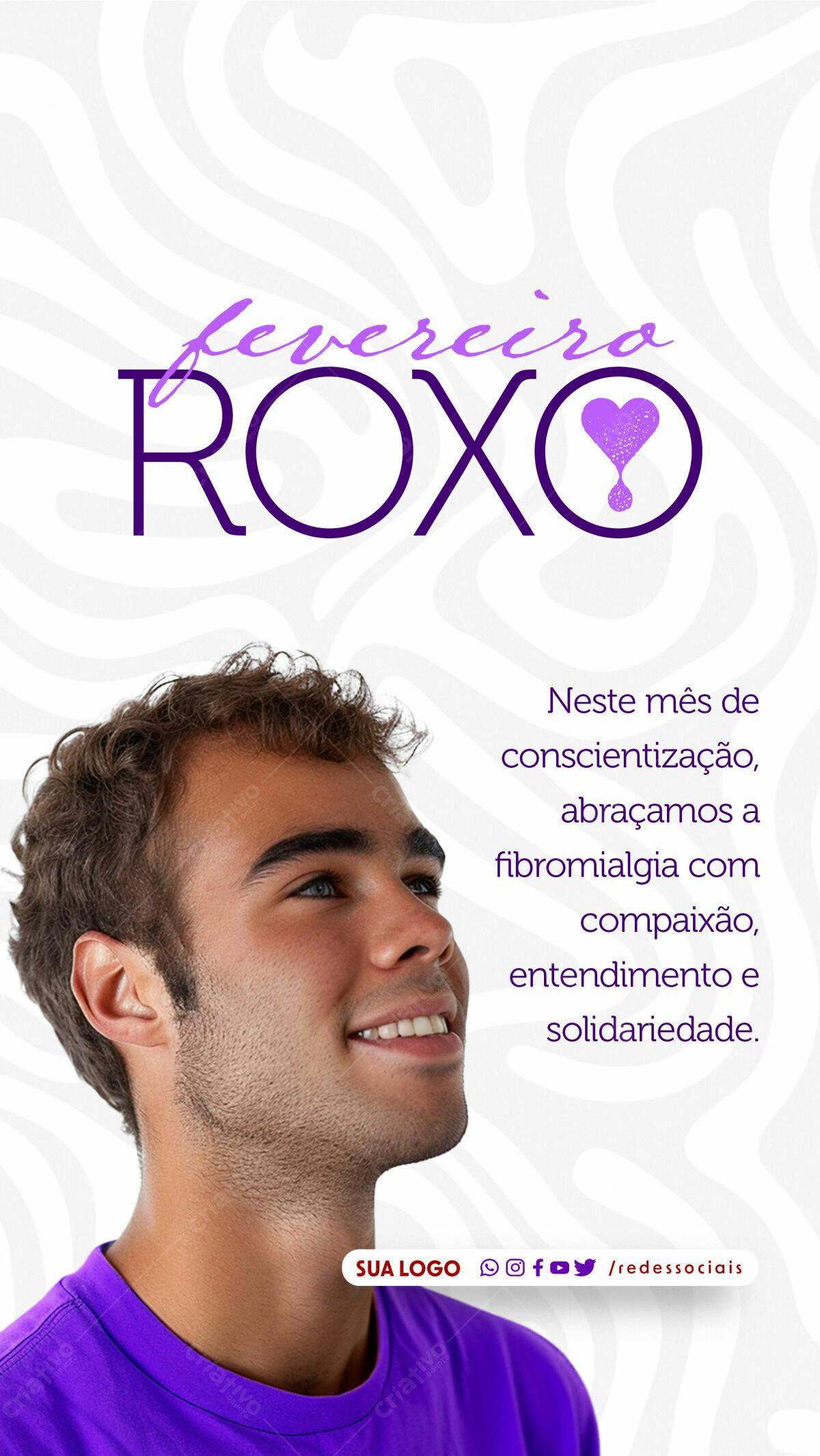 Story para Fevereiro Roxo PSD Editável
