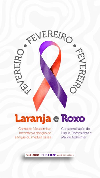 Story fevereiro laranja e roxo