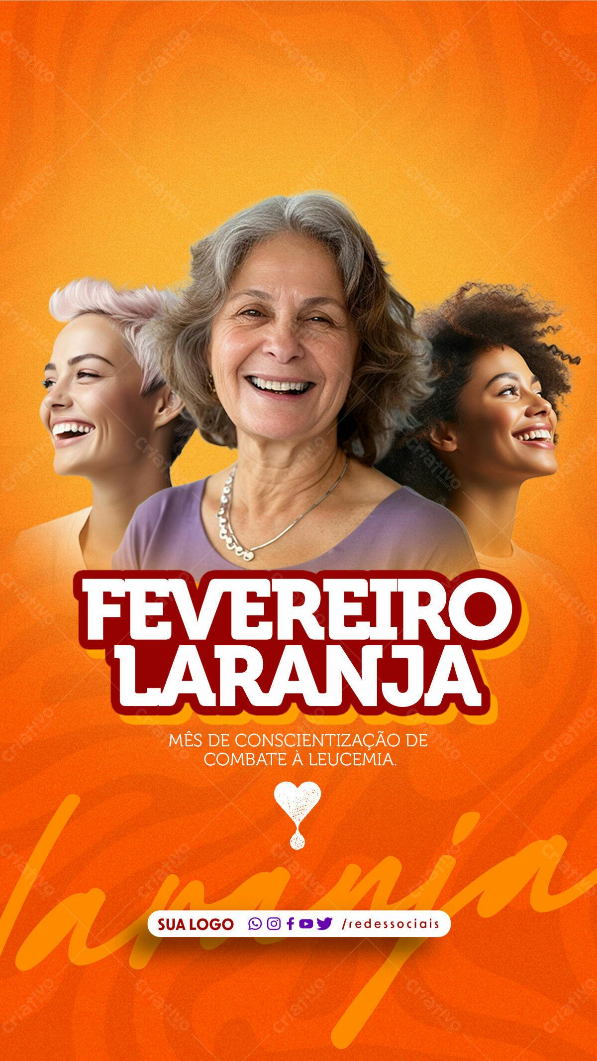 Flyer Fevereiro Laranja PSD Editável