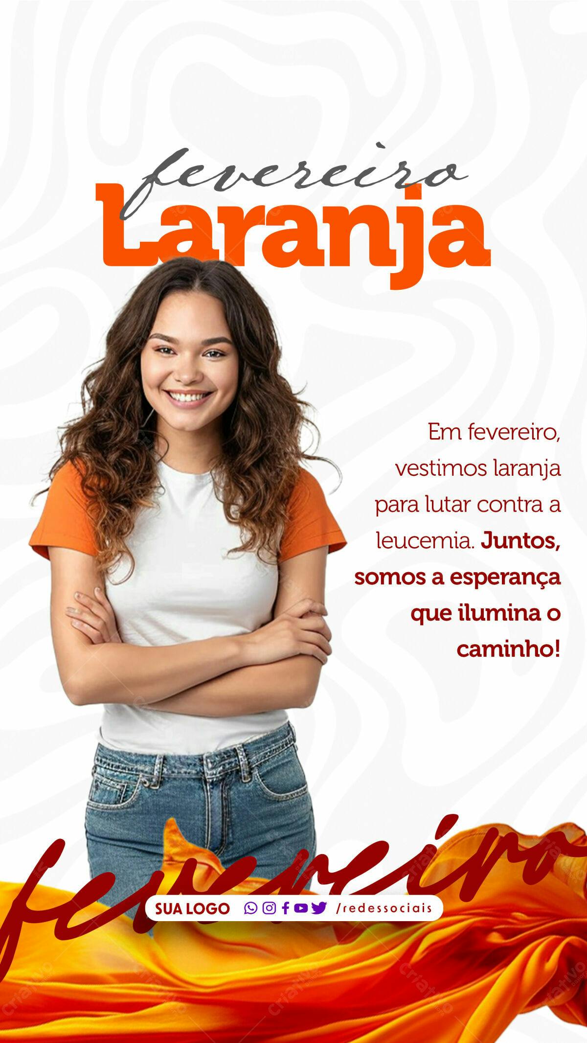 Flyer Fevereiro Laranja PSD Editável