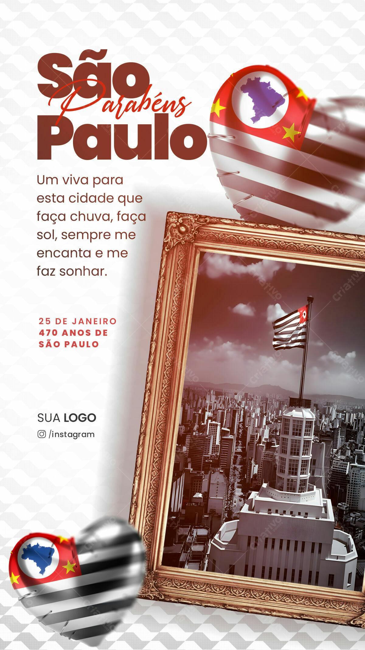 Flyer Aniversário 470 Anos de São Paulo PSD Editável