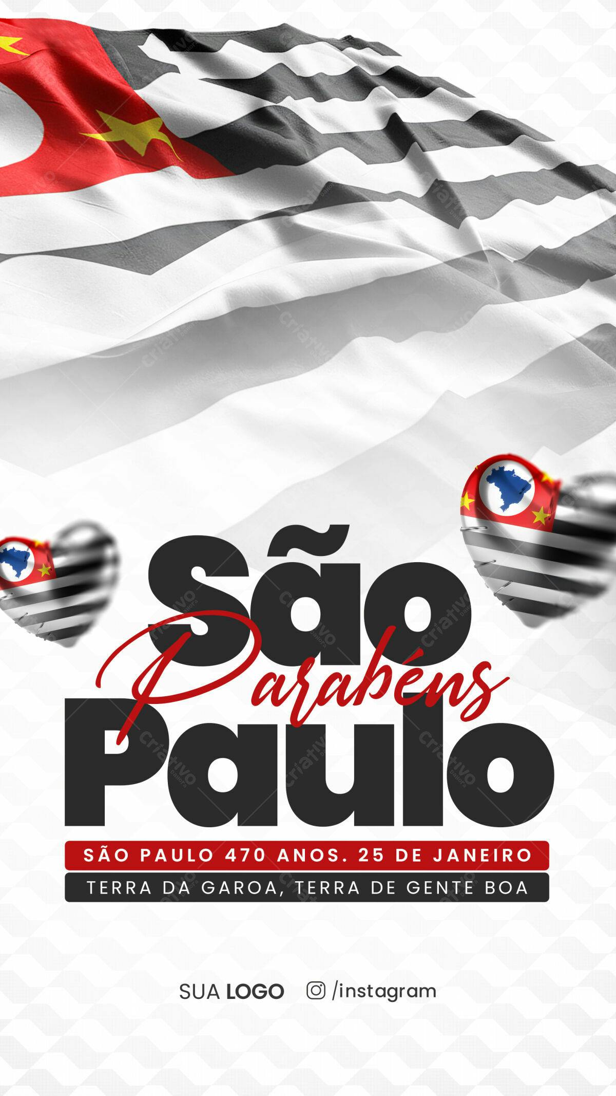 Flyer Aniversário São Paulo 470 Anos PSD Editável