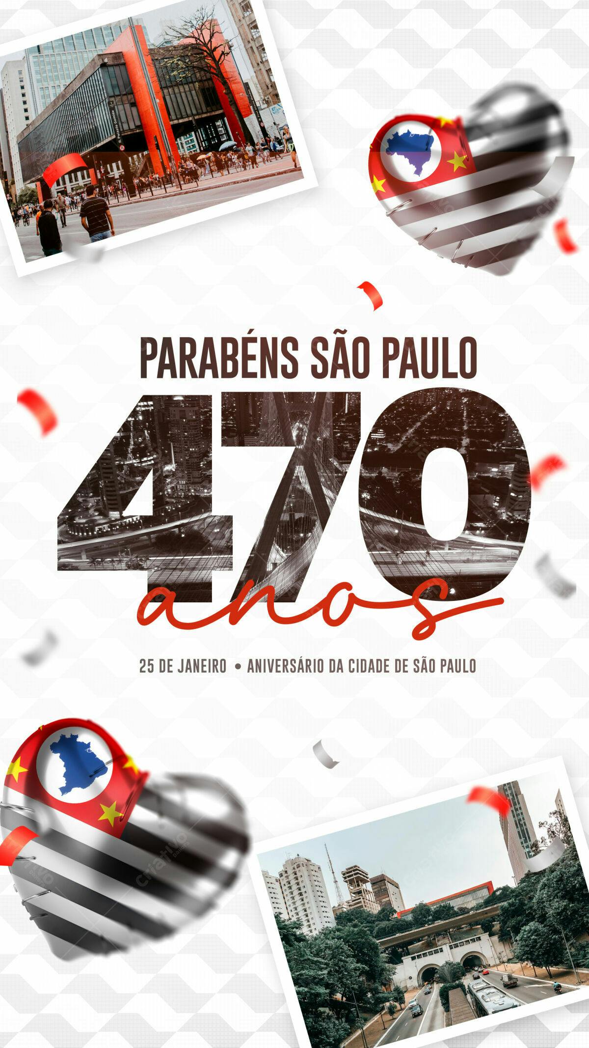 Flyer Aniversário 470 anos de São Paulo PSD Editável
