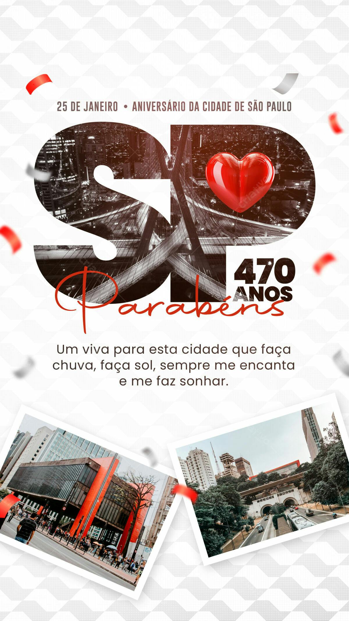 Flyer Aniversário 470 anos São Paulo PSD Editável