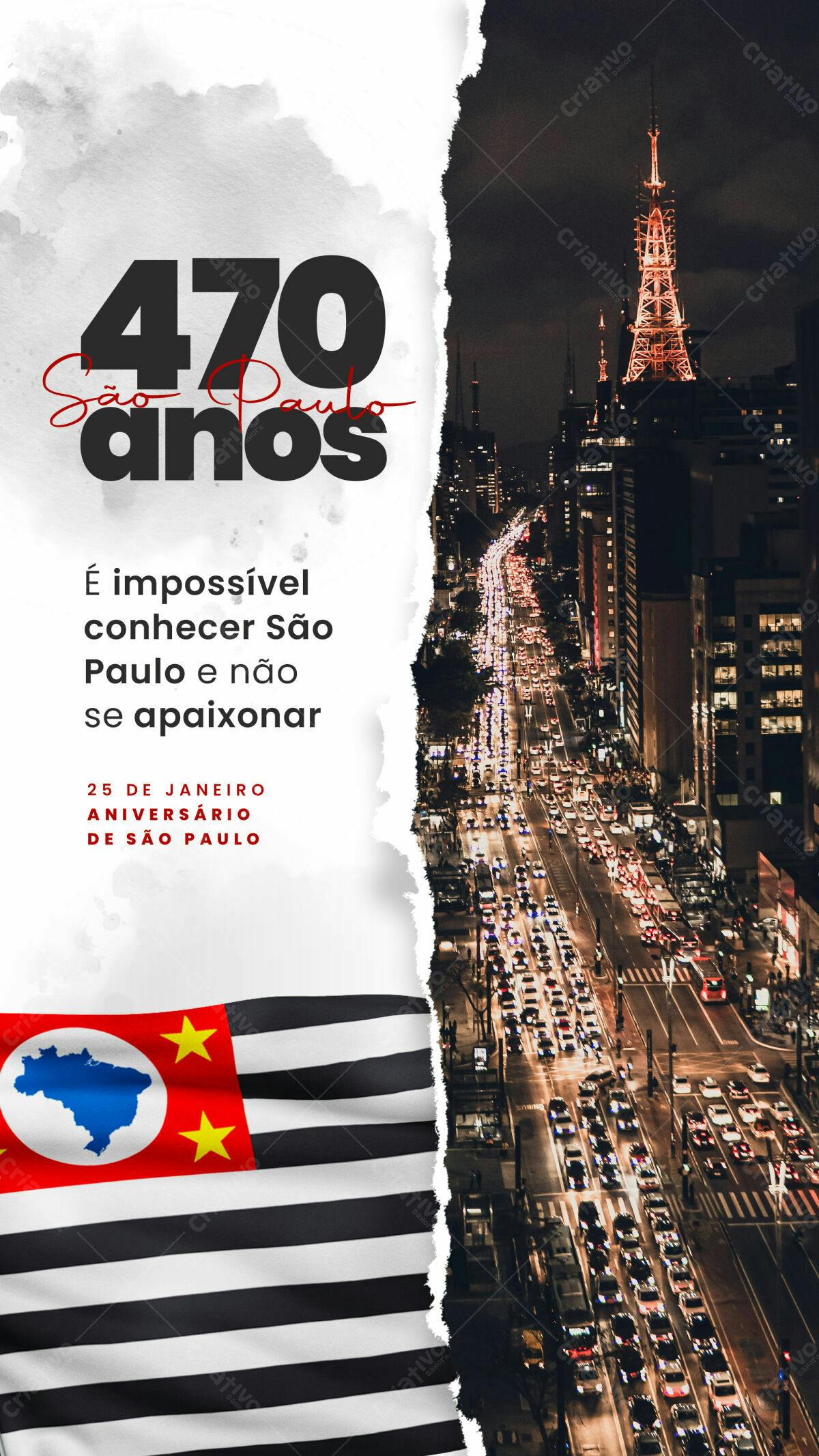 Flyer para Aniversário de São Paulo PSD Editável