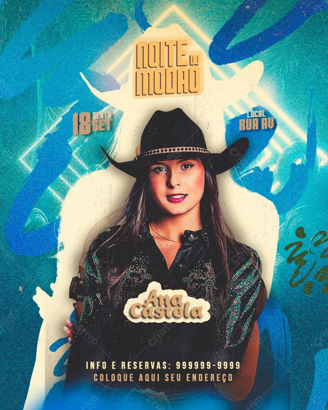 Flyer para Festa Sertaneja com Ana Castela PSD Editável