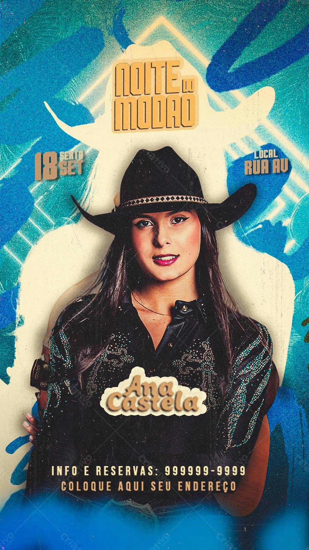 Flyer Noite do Modão com Ana Castela PSD Editável