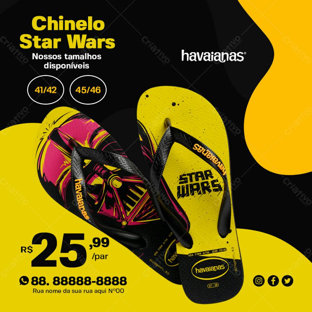 Chinelo Havaianas Modelo Star Wars Masculino Loja De Chinelos Social Media Psd Editável