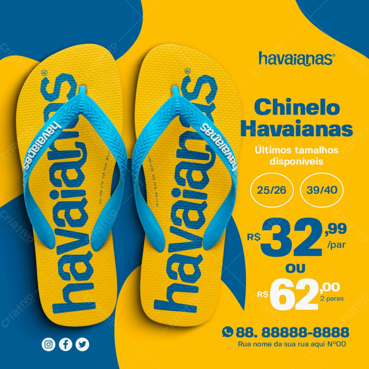 Anúncio Chinelo Havaianas PSD Editável