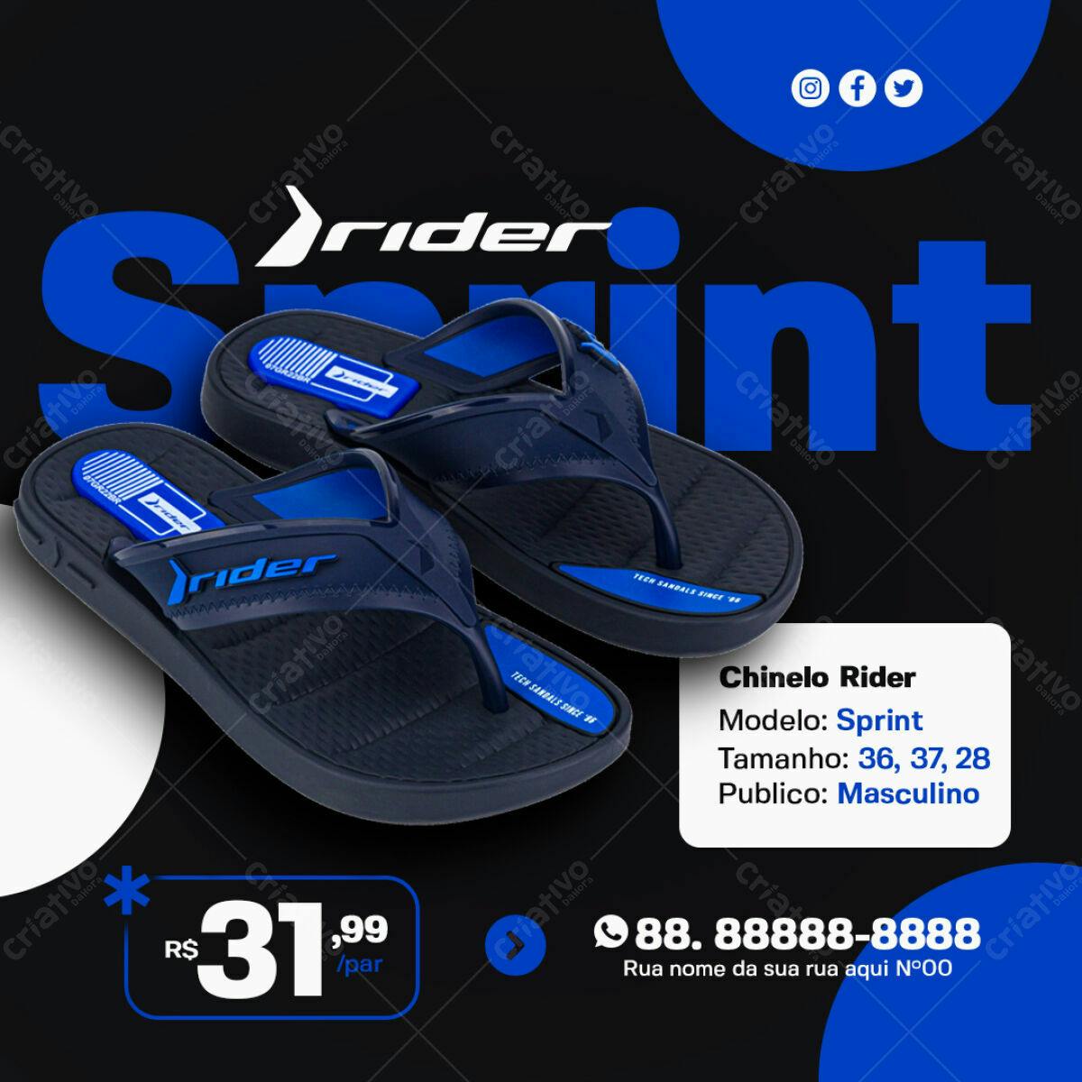 PSD Chinelo Rider para Loja Masculina Editável