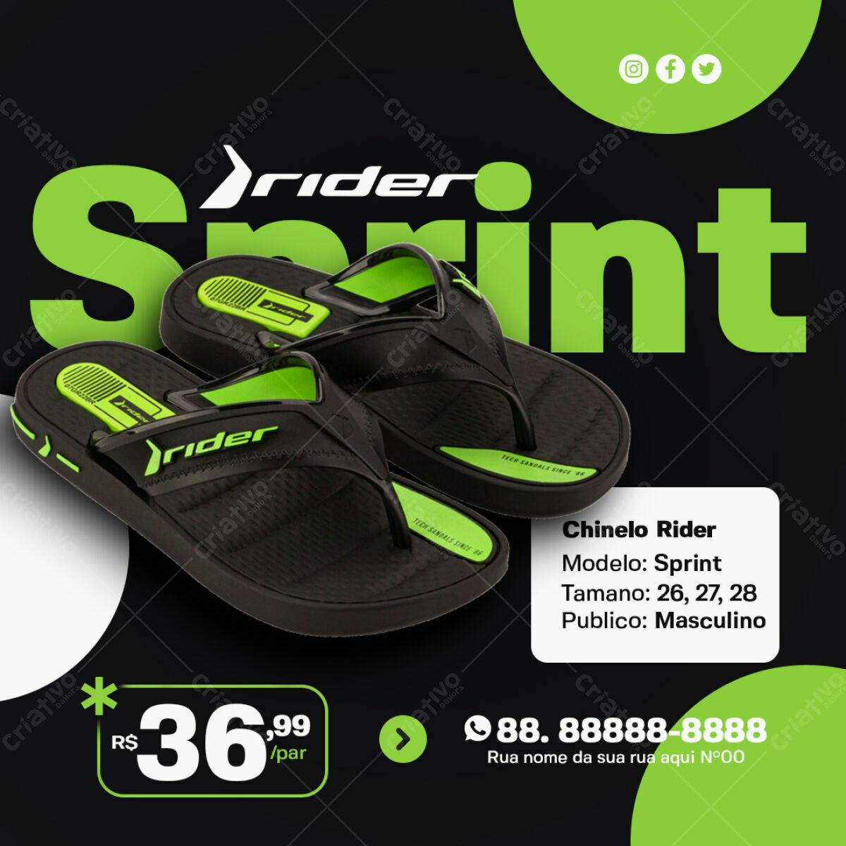 Anúncio Chinelo Rider PSD Editável