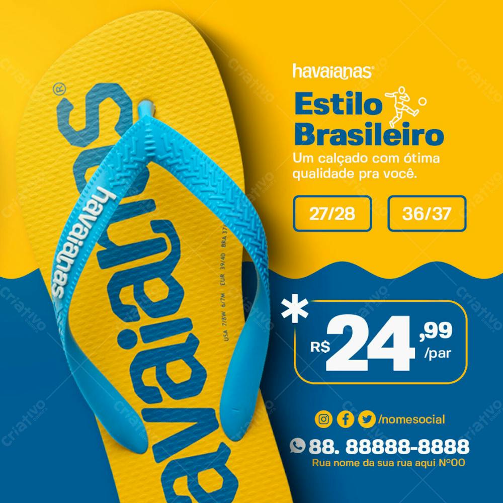 Estilo Brasileiro Chinelo Havaianas Masculino Loja De Chinelos Social Media Psd Editável