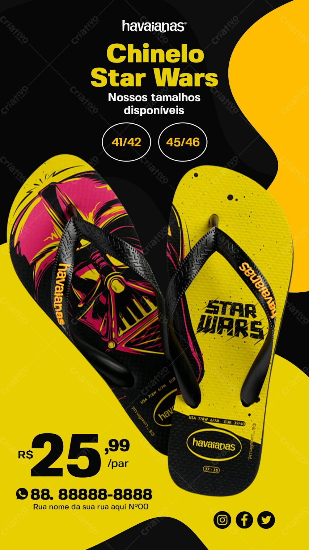 Story Chinelo Havaianas Modelo Star Wars Masculino Loja De Chinelos Social Media Psd Editável