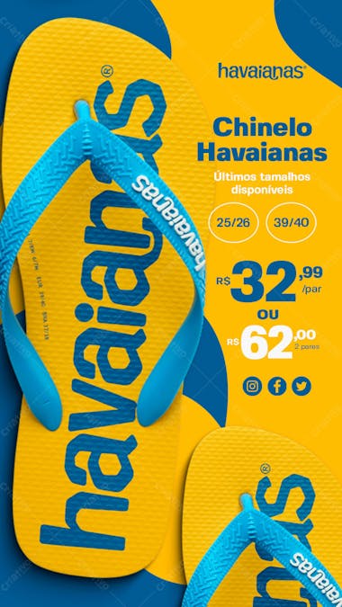 Story chinelo havaianas original masculino loja de chinelos social media psd editável