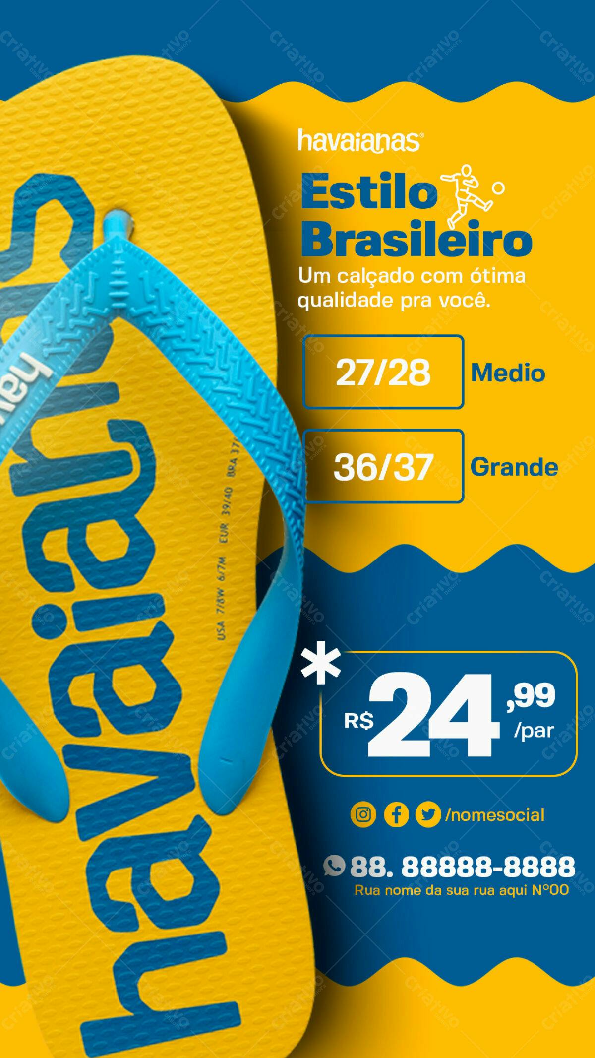 Flyer Havaianas Verão PSD Editável