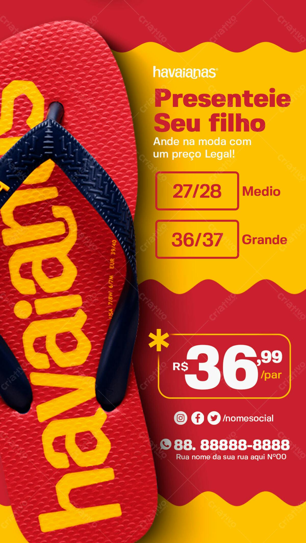Flyer Havaianas Infantil PSD Editável