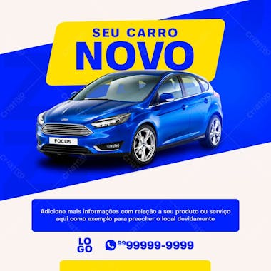 Seu carro novo concessionária social media psd editável