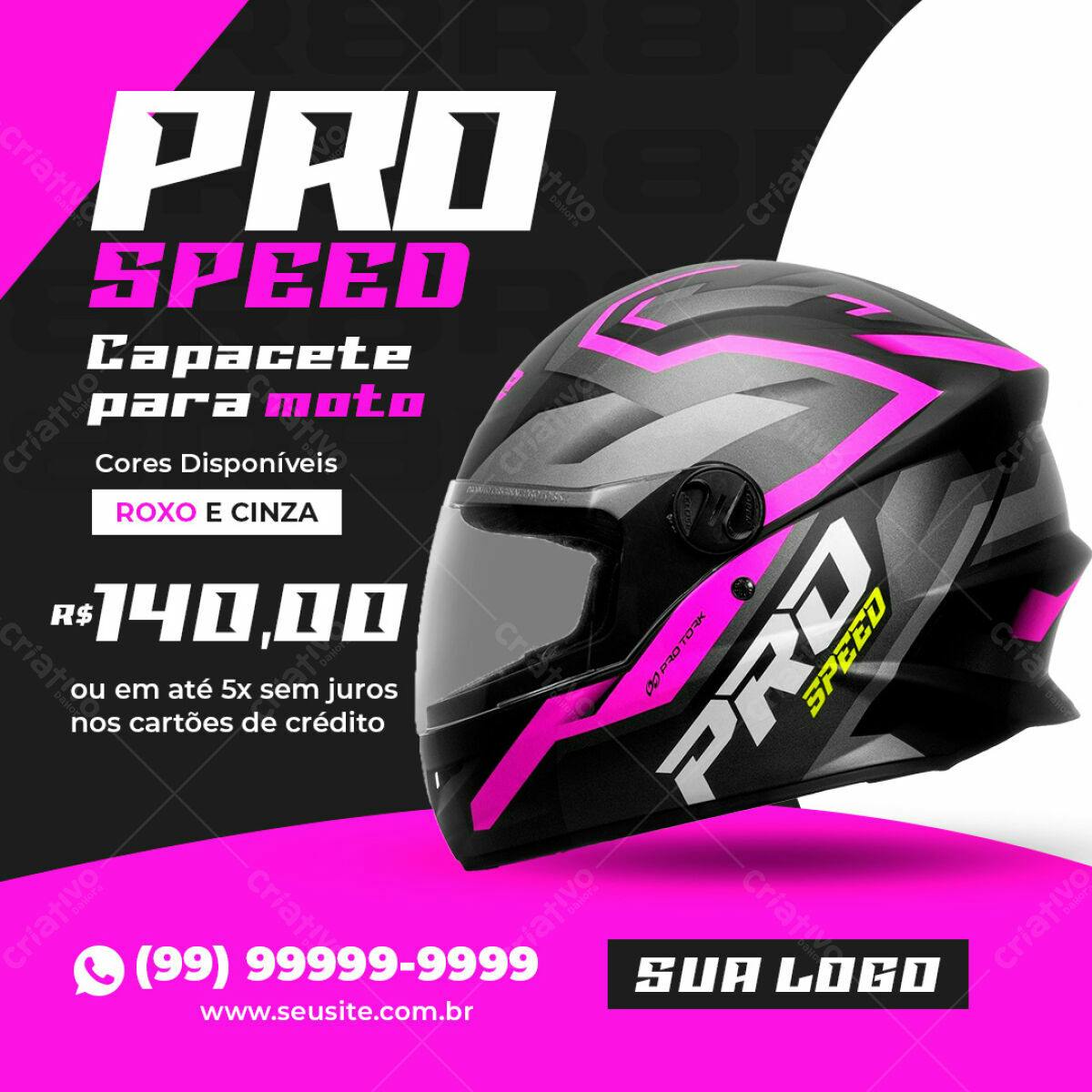 Mockup Capacete Moto Rosa e Cinza PSD Editável