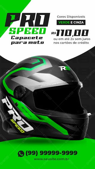 Story equipamentos para motociclistas capacete r 8 pro speed social media psd editável