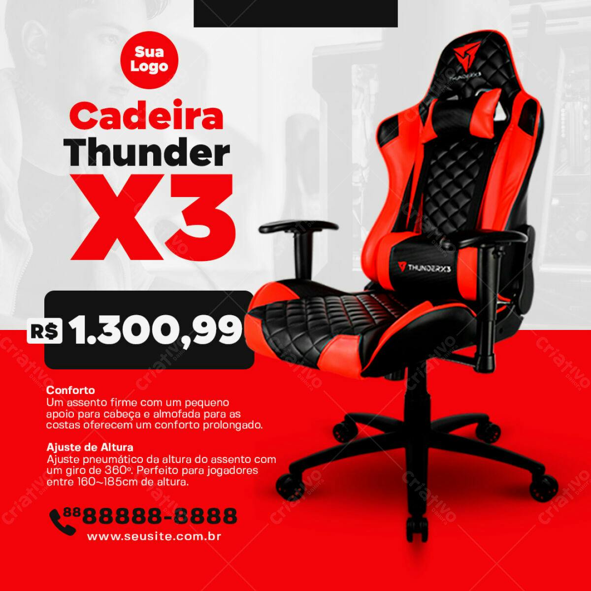 Flyer Cadeira Gamer Thunder X3 PSD Editável