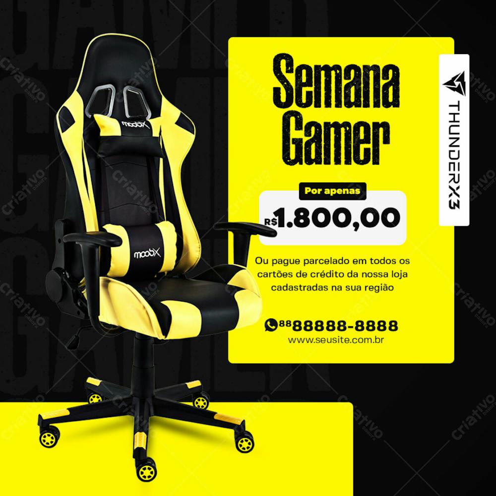 Semana Gamer Cadeira Moobx Em Promoção Social Media Psd Editável