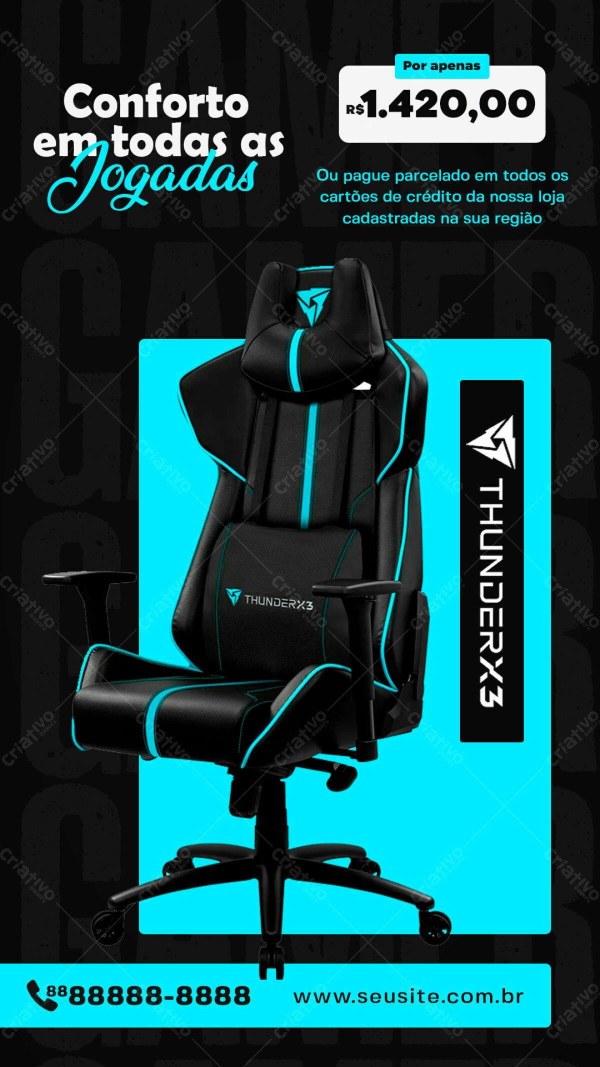 Flyer Cadeira Gamer ThunderX3 PSD Editável