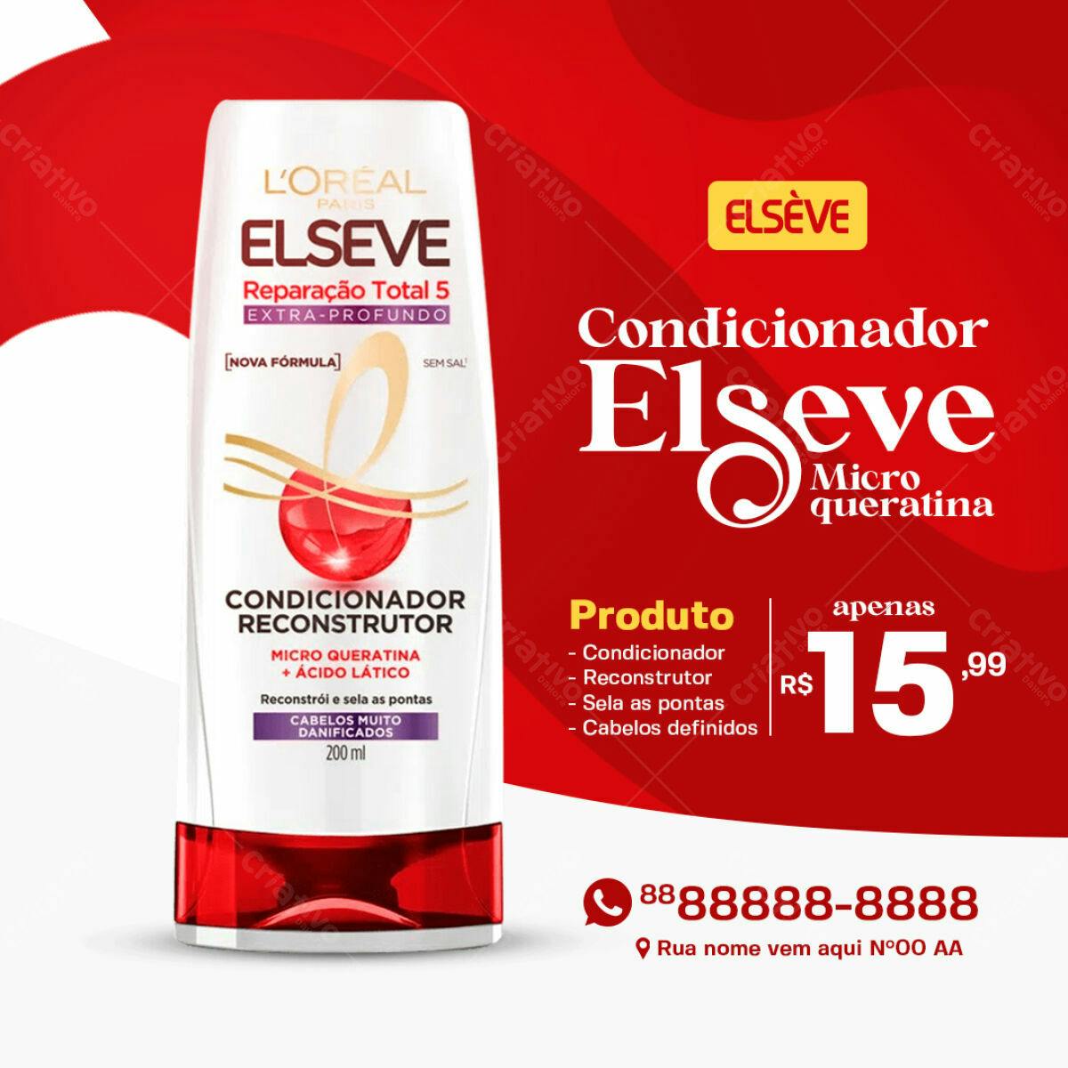 Flyer Condicionador Elseve Micro Queratina PSD Editável