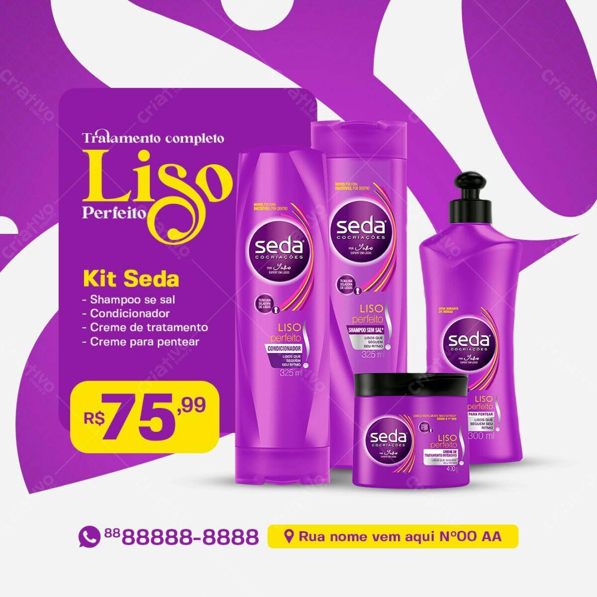 Banner Kit Seda Liso Perfeito PSD Editável