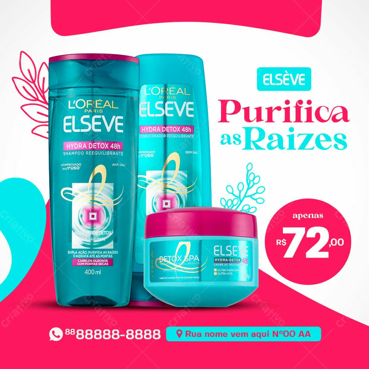 Kit de Produtos Capilares Elseve Hydra Detox PSD Editável