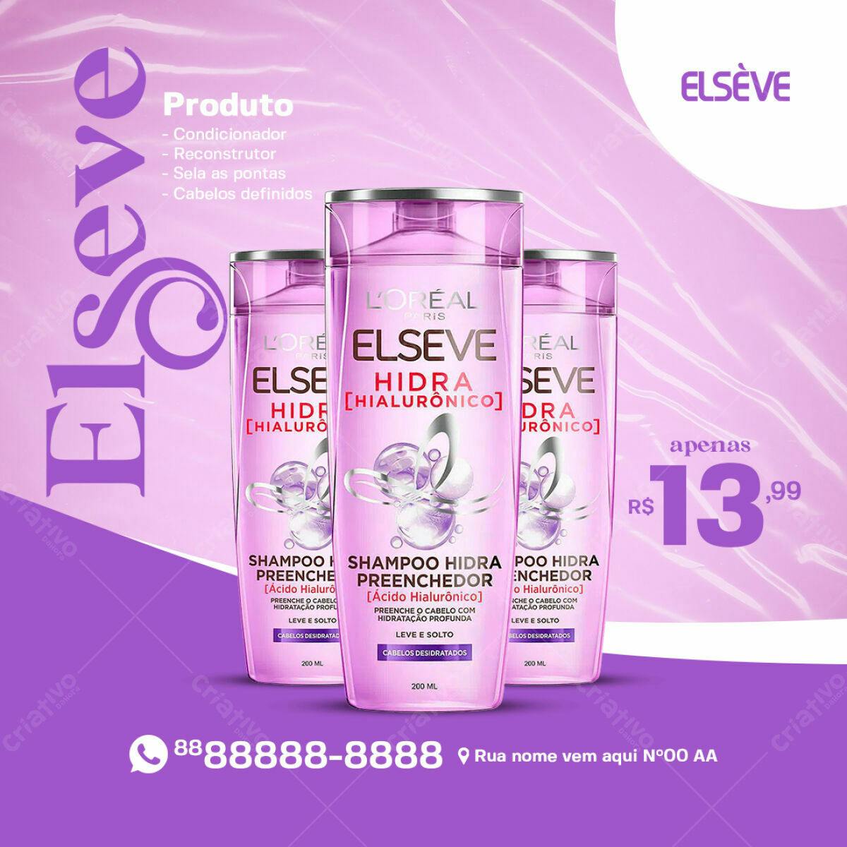 PSD Flyer para Promoção Elseve Hidra Preenchimento