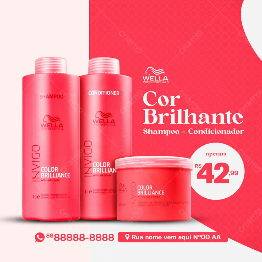 Tratamento Capilar Wella Cor Brilhante Produtos De Beleza Social Media Psd Editável