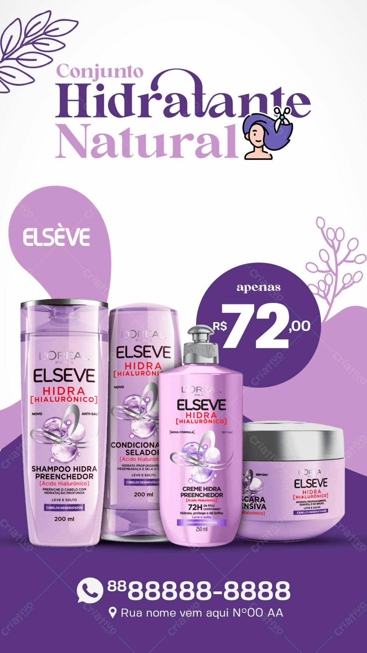 Flyer Kit Hidratante Natural Elseve PSD Editável