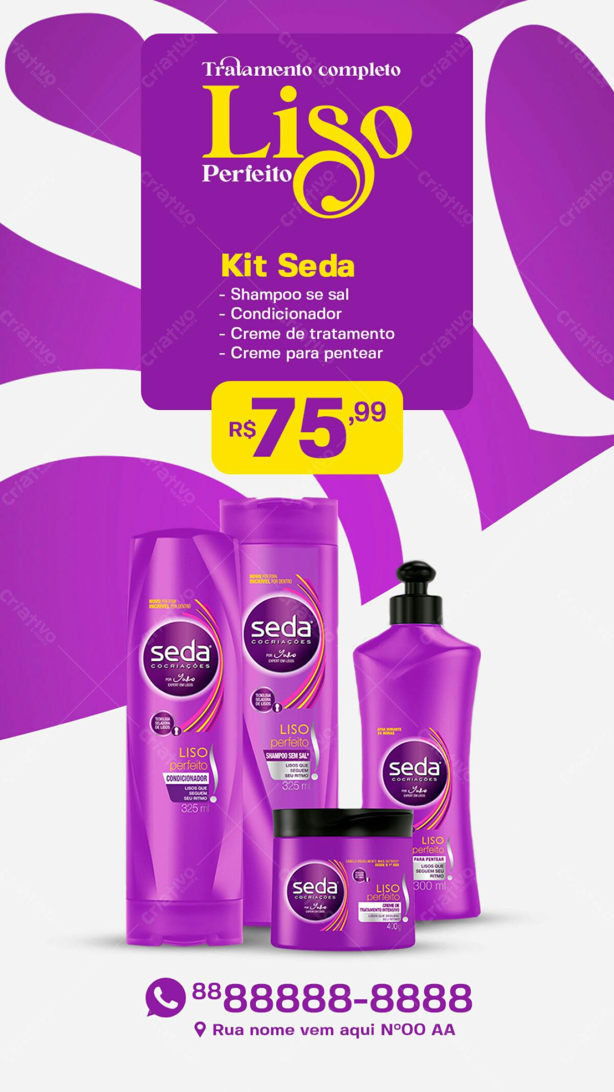 Flyer Kit Seda Liso Perfeito PSD Editável