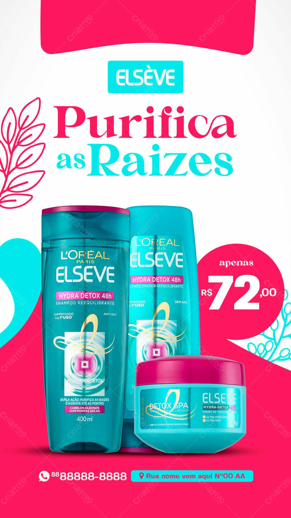 Flyer para Anúncio de Produtos Capilares Elseve PSD Editável