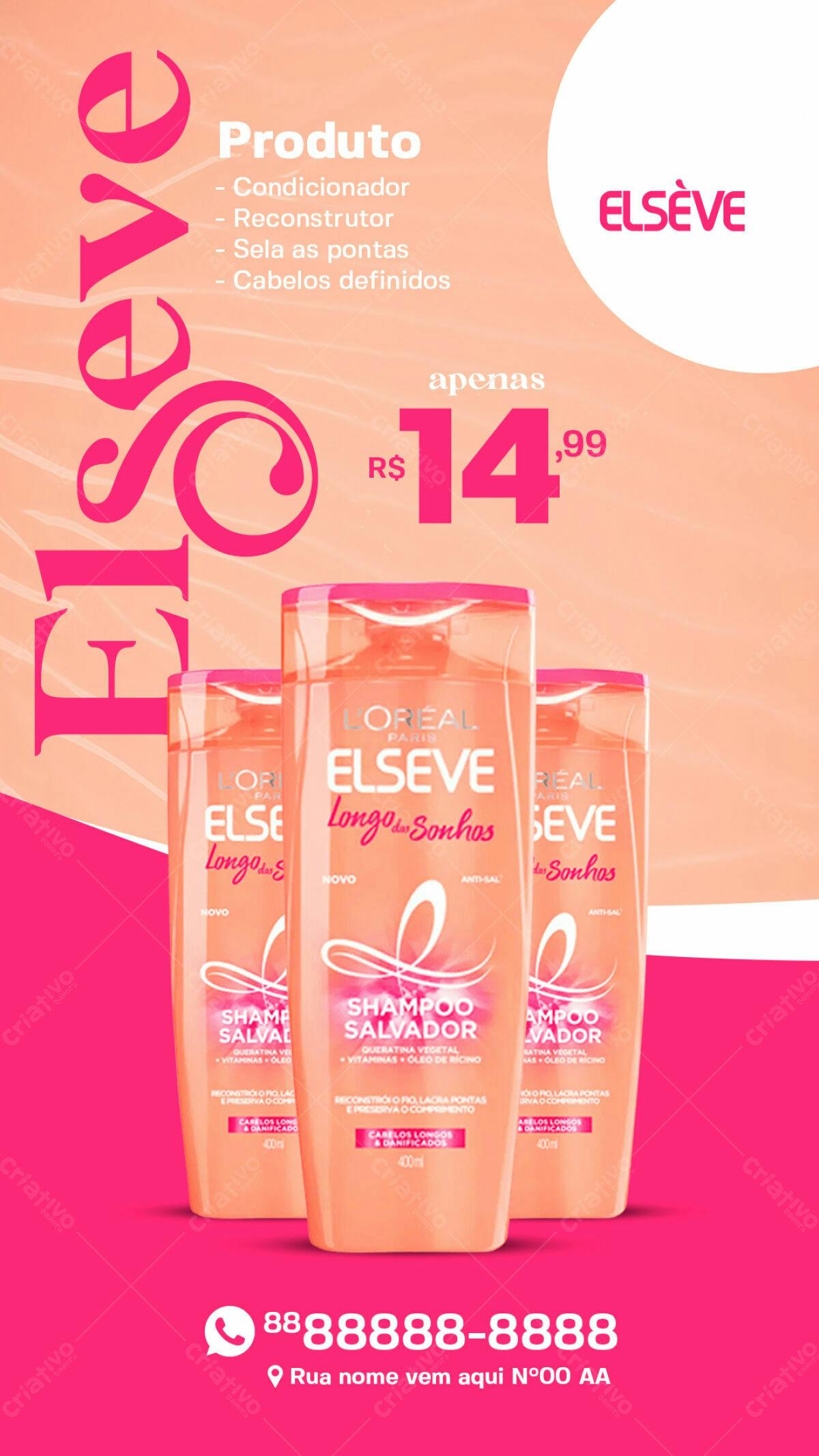 Flyer Promoção Elseve Longos dos Sonhos PSD Editável