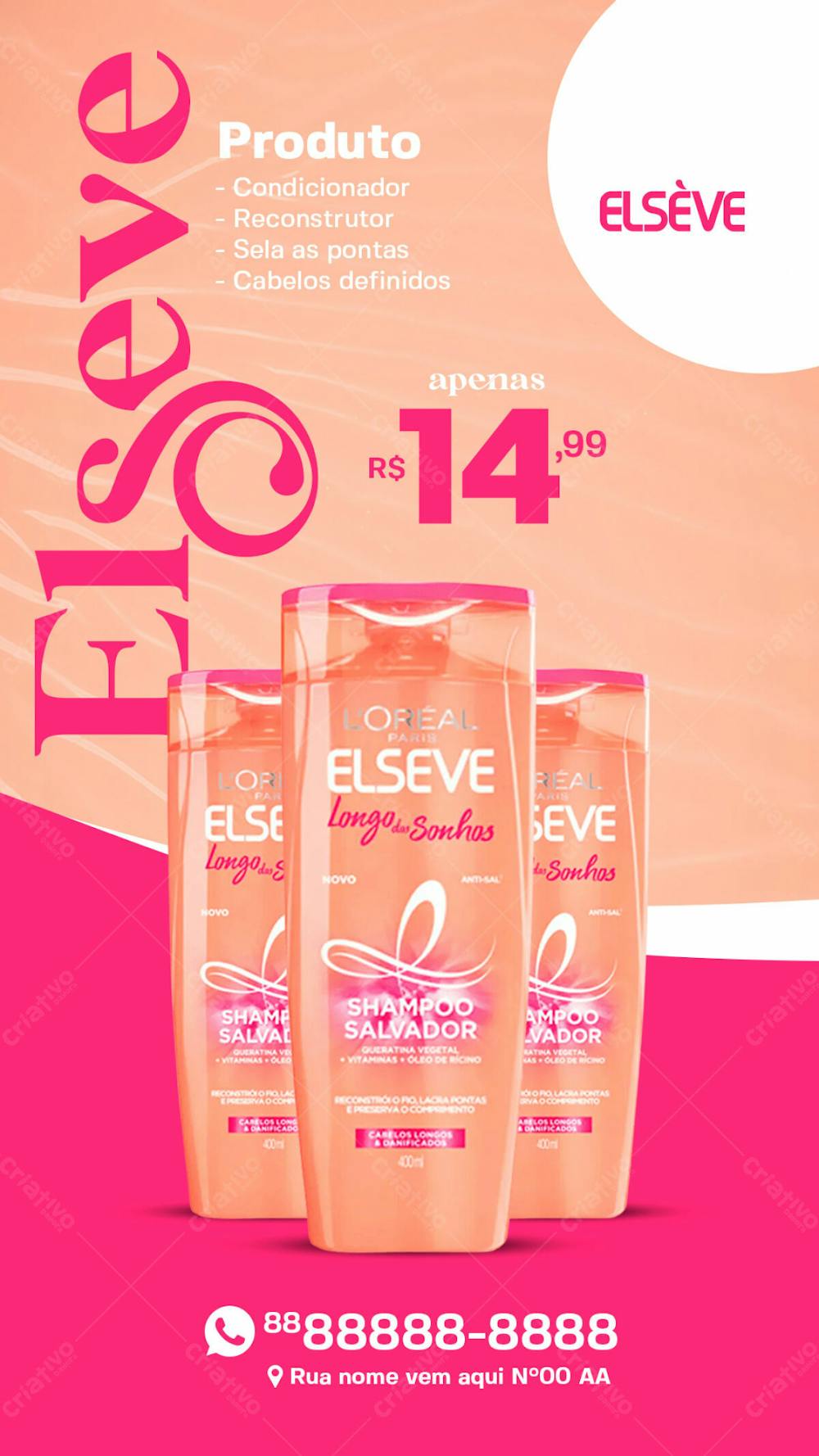 Stories Shampoo Salvador Elsève Produtos De Beleza Social Media Psd Editável