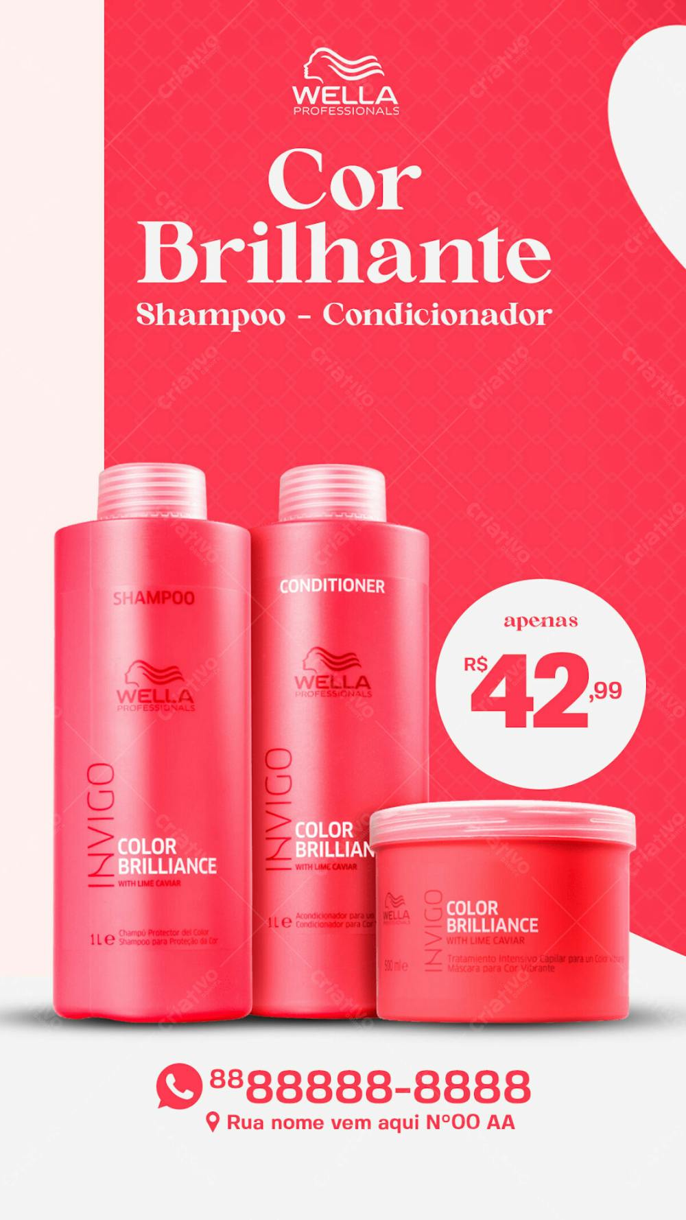 Tratamento Capilar Wella Cor Brilhante Produtos De Beleza Social Media Psd Editável