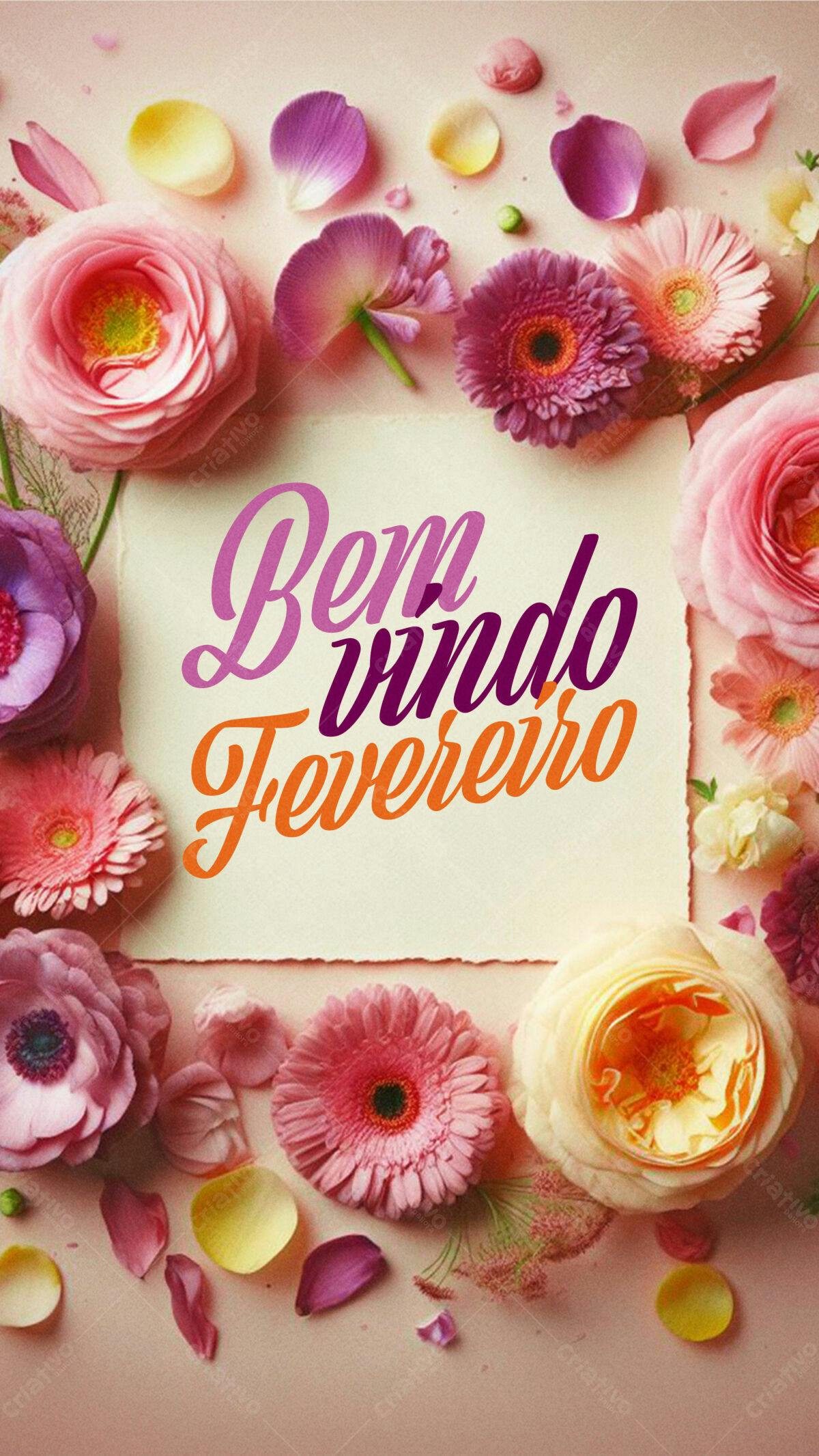 Post para Boas Vindas Fevereiro PSD Editável