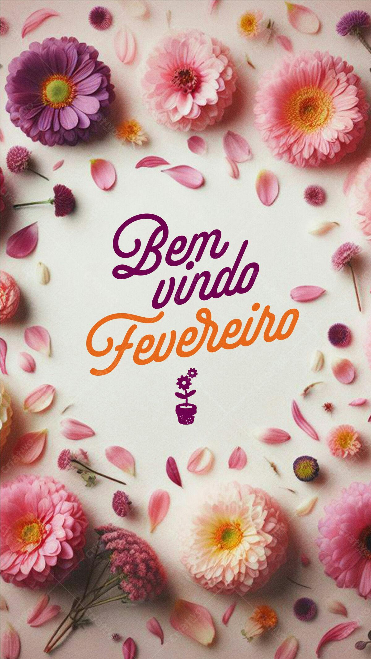 Post para Boas Vindas Fevereiro PSD Editável