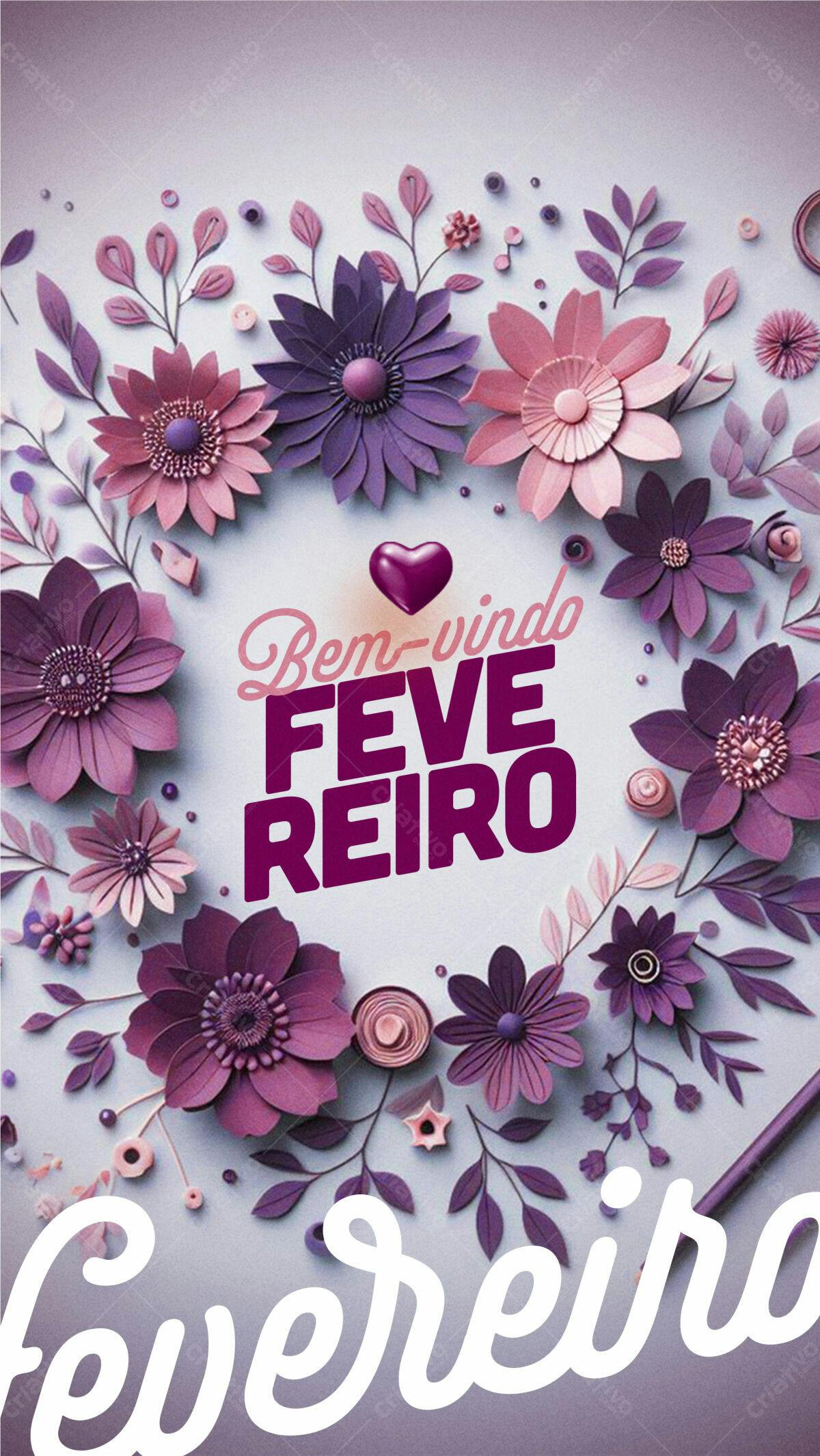 Flyer Boas Vindas Fevereiro PSD Editável